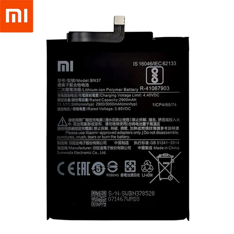 Xiao Mi Original Battery BN37 3000 mAh for Xiaomi Redmi 6 Redmi6 Redmi 6A High Quality Phone Replacement Batteries+Free Tools