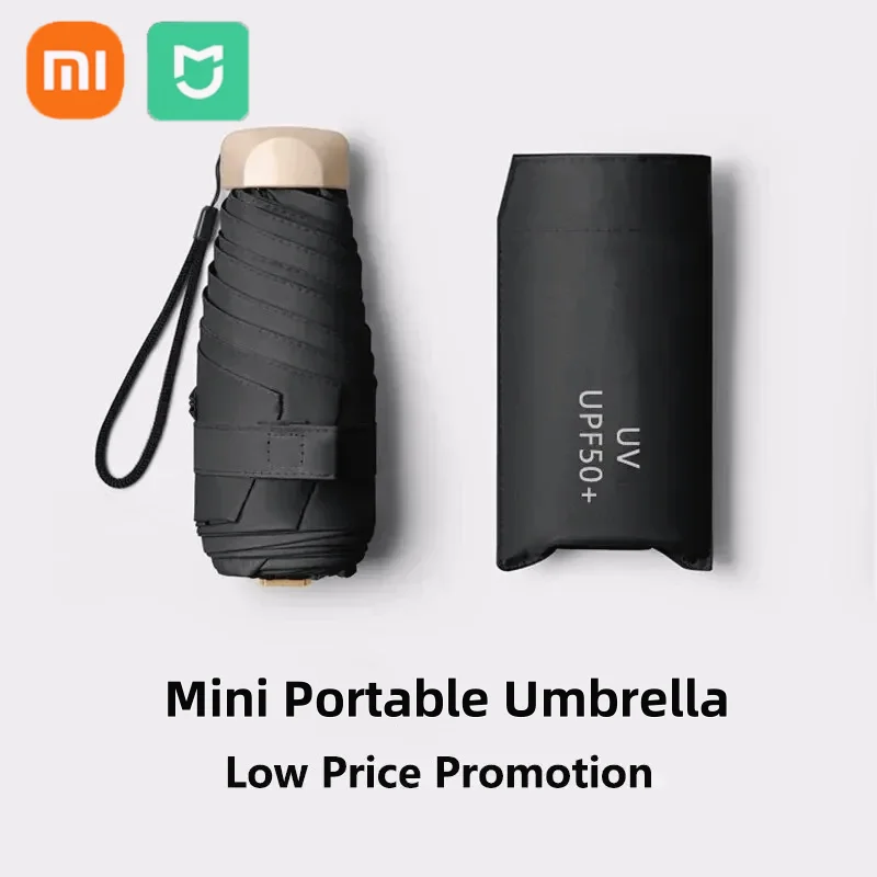 Xiaomi Mini Capsule Umbrella UV Protection Ultralight Five Fold Sunny Rain Sunscreen Umbrella Sunshade Portable Lightweight