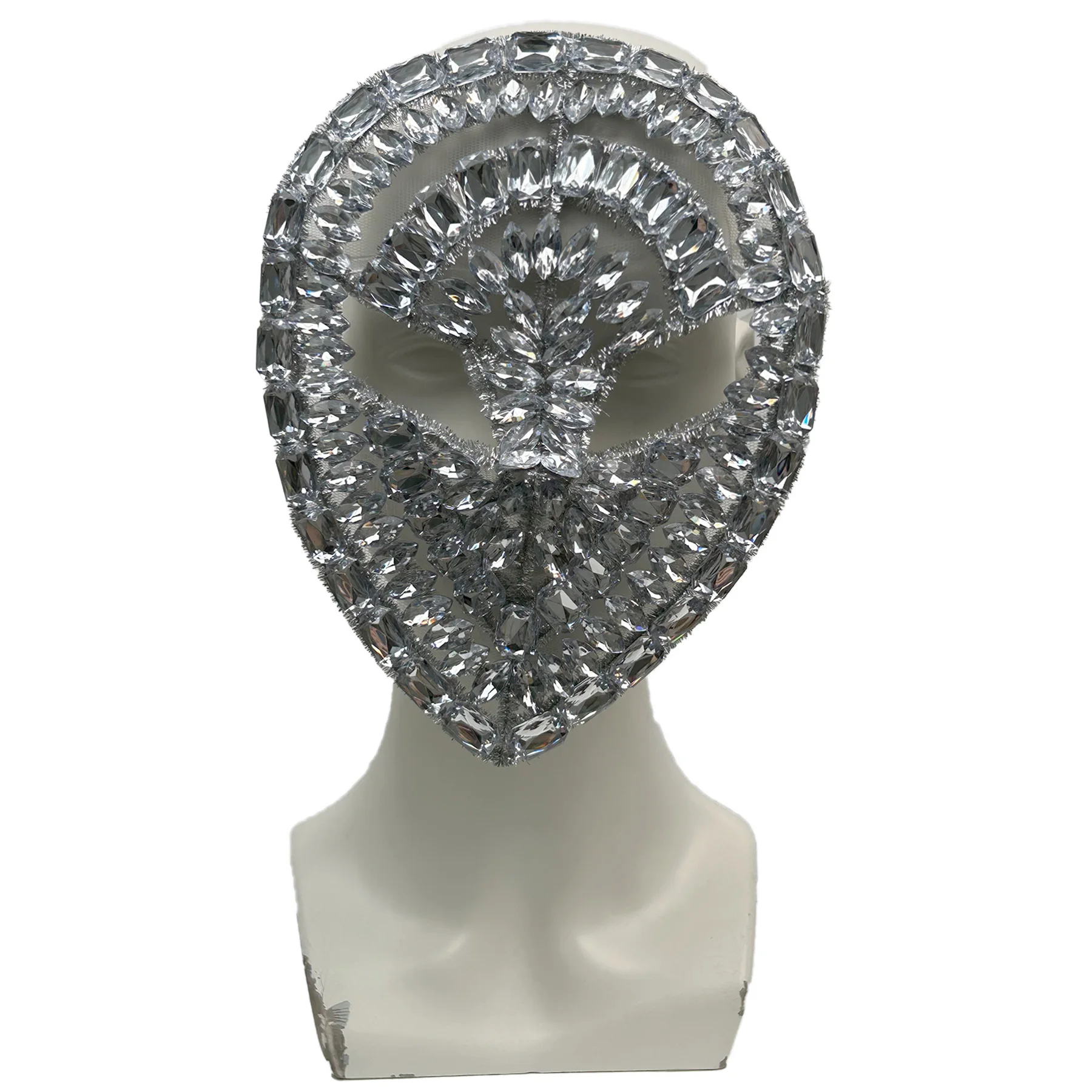 

Halloween Masquerade Silver Rhinestone Eye Mask Women Unisex Club Party Headwear Festival Stage Show Performance Crystal Glasses