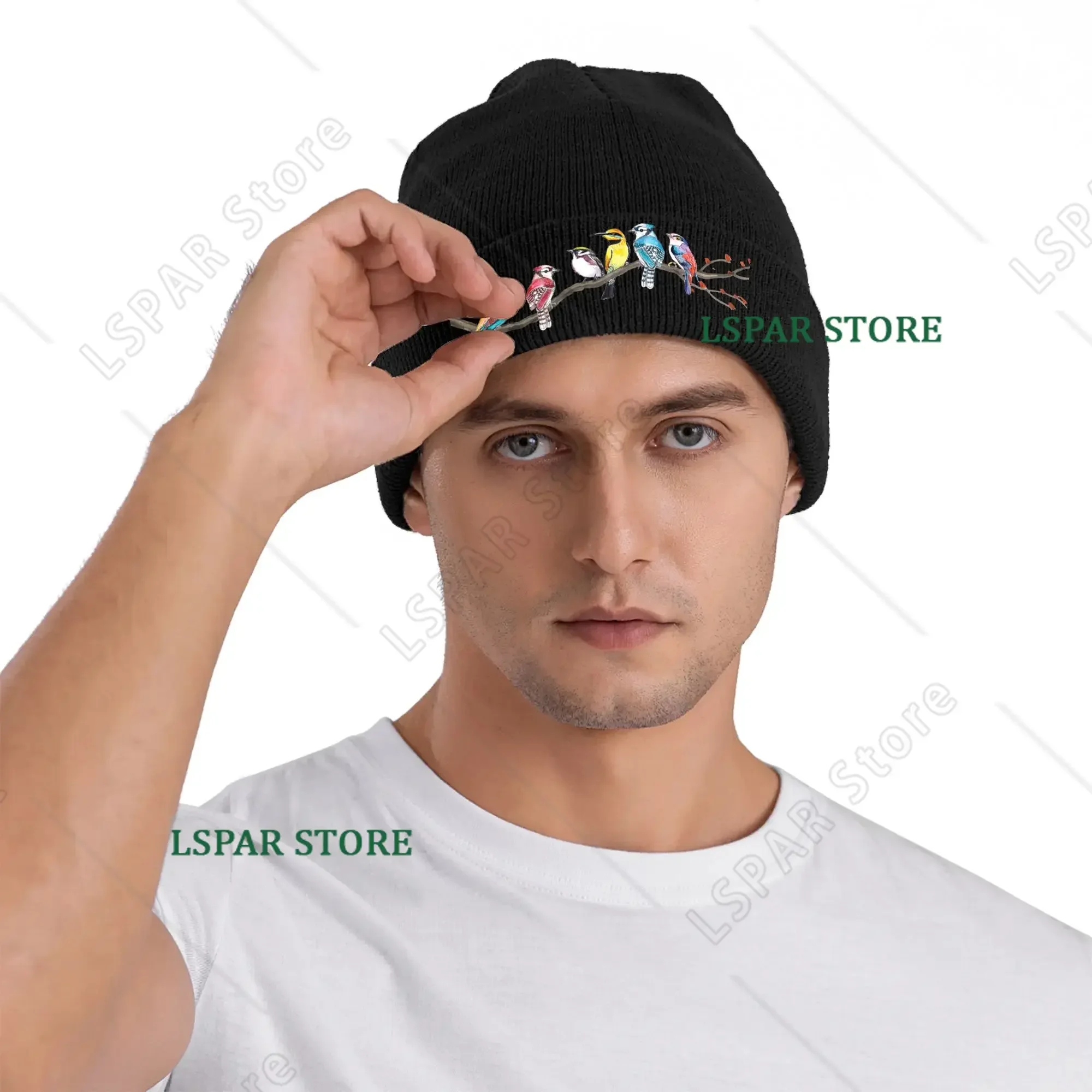 Birds On A Branch Bird Watching Bird Watcher Beanie Hats Beanies Men Women Elastic Caps Winter Kpop Bonnet Hats