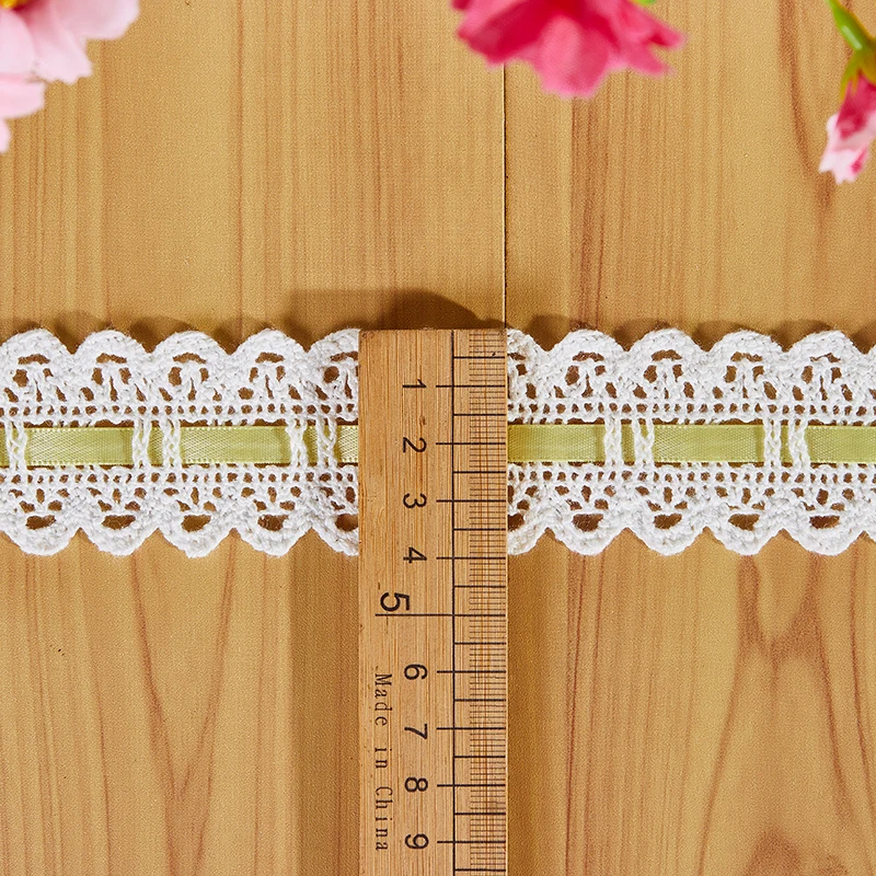 Cotton Embroidered Lace Trim, White Beige Ribbon Fabric, DIY Sewing, Handmade Craft Materials, Clothes, Home Decoration, 5Yards