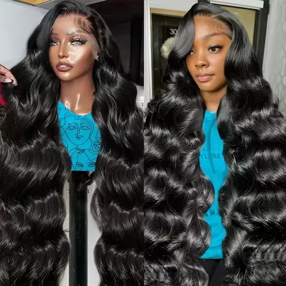 Parrucche frontali in pizzo trasparente HD da 46 pollici 13x6, capelli umani brasiliani ondulati, densità 200, linea naturale dei capelli, per donne di colore