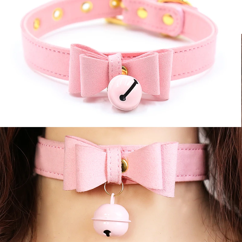 اكسسوارات ألعاب الجنس اليدوية مثير برشام بديل المعادن بولي ياقة ياقة جلدية جرس المختنق الرقيق زي عبودية قلادة Neckban #4