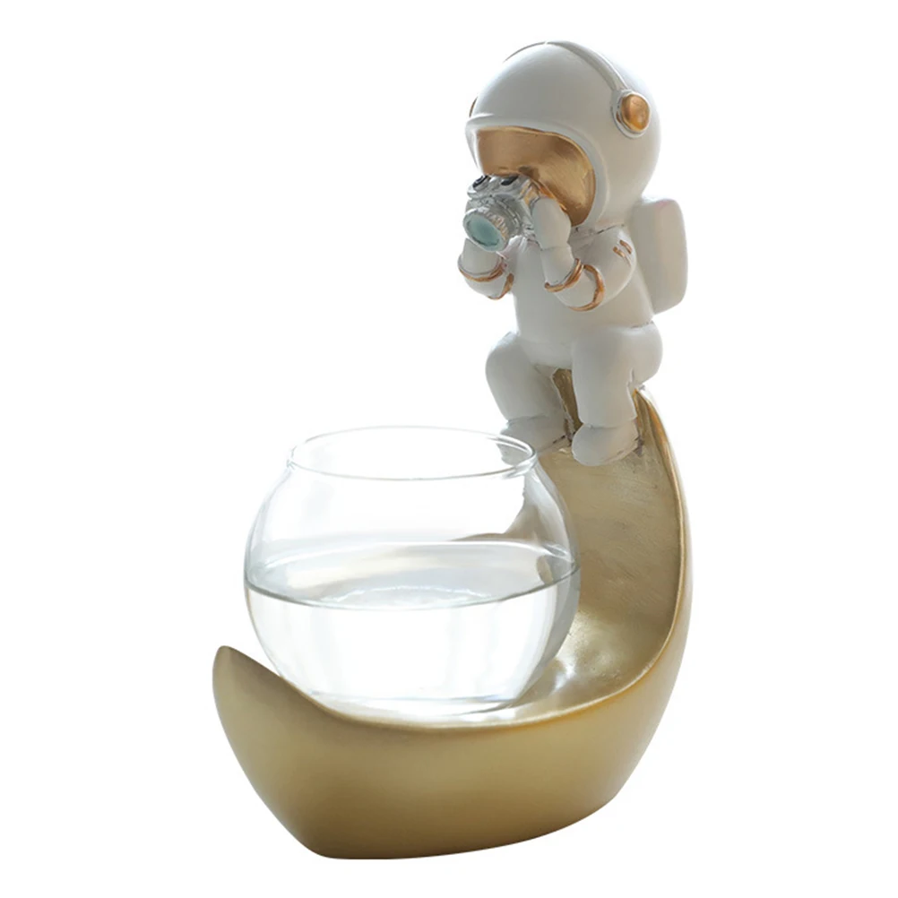 

Astronaut Vase Desktop Ornaments Miniature Resin Plants Hydroponic Glass Pot Home Office Store Decor Modular Design Realistic