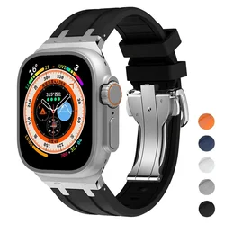 Soft Silicone Strap For Apple Watch Ultra 2 1 49mm Series 9 8 7 41 45mm Rubber Band For iWatch 6 5 4 se 42mm 44mm Mens Bracelet