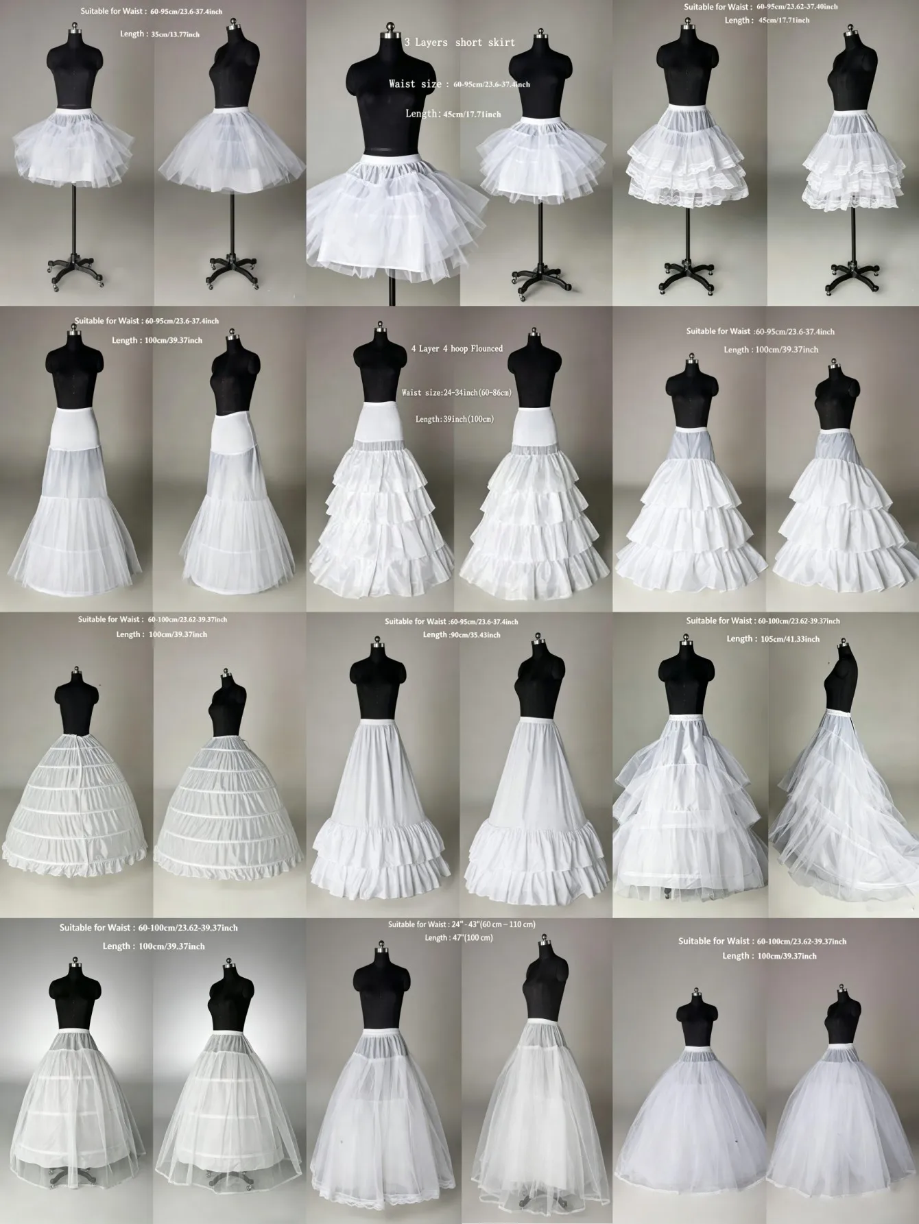 

White Hoop/Hoopless/Mermaid/Fishtail Bridal Petticoat Crinoline Underskirt For Evening Prom Quinceanera Special OCcasion Dress