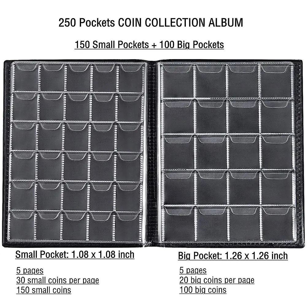 250 Pocket Coin Collection Album Coin Storage Album Coin Storage Storage Book for Commemorative Coin Storage