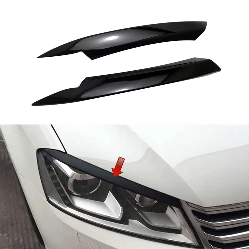 For Passat B7 2010-2015 Car Headlight Eyelids Eyebrows ABS Headlight Lamp Sticker Cover Trim Accessories