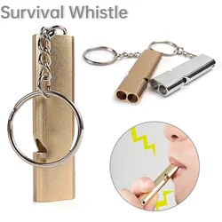 EDC-Sifflet de survie d'urgence en alliage d'aluminium, porte-clés, outils de camping en plein air, accessoire de randonnée, outil à haut décibel