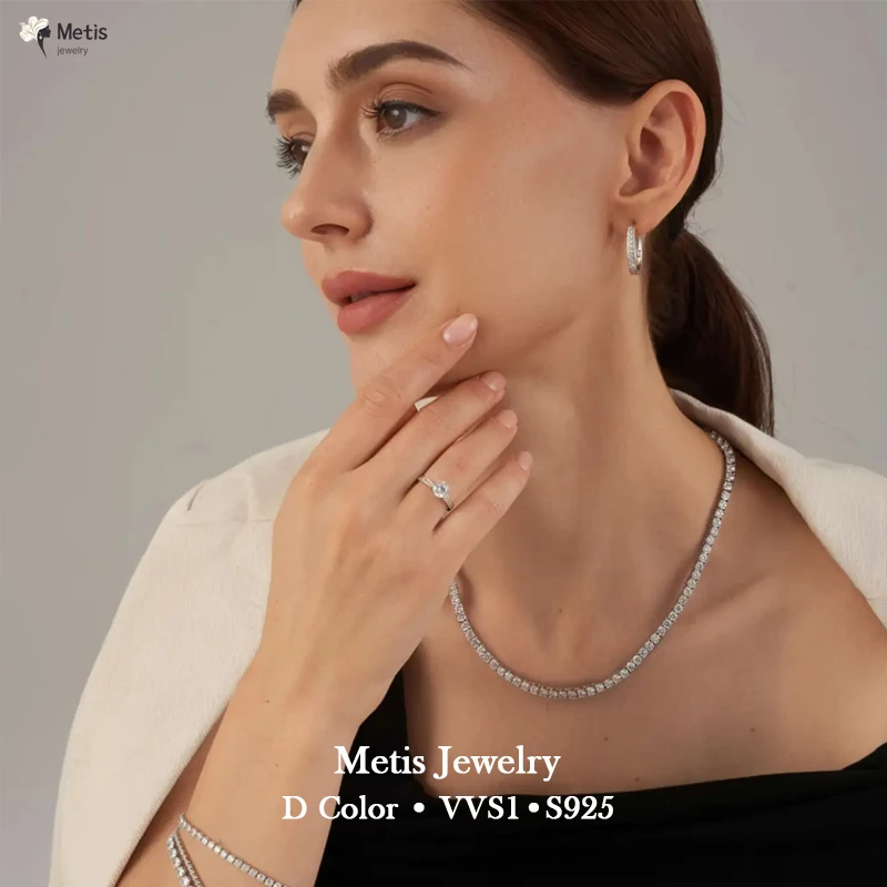 3mm 925 Sterling Silver Double Lock Moissanite Tennis Necklace Bracelet D VVS1 Diamond with Certificates Neck Chain Fine Jewelry