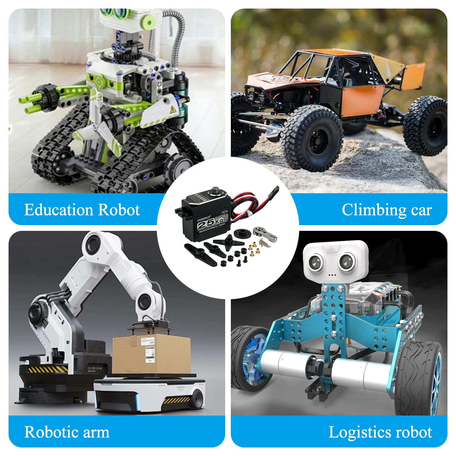 DSSERVO Digital Servo 7.4V High Speed Brushless Motor Servo 25kg 180/270/360 IP67 All Metal Servo for 1:8 1:10 1:12 RC Car Robot