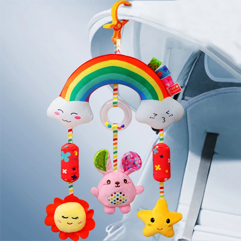 Carrinho de vento para bebês, acessório de suspensão, chocalho, brinquedo, sino de cama, assento de segurança, acessórios de suspensão para bebês de 0 a 1 ano de idade