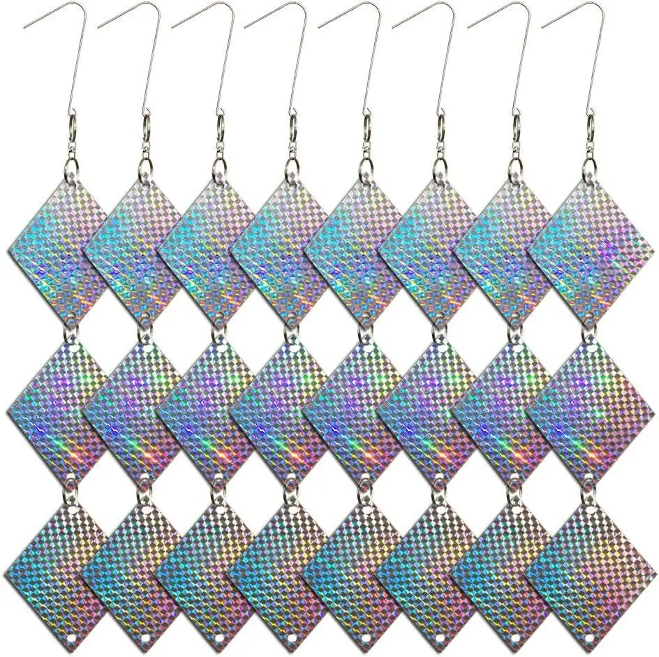 Bird Deterrent Holographic Reflective Circles Repellent,24pcs Shiny Flash Scare Birds Away for Deck Balcony Protection Decor