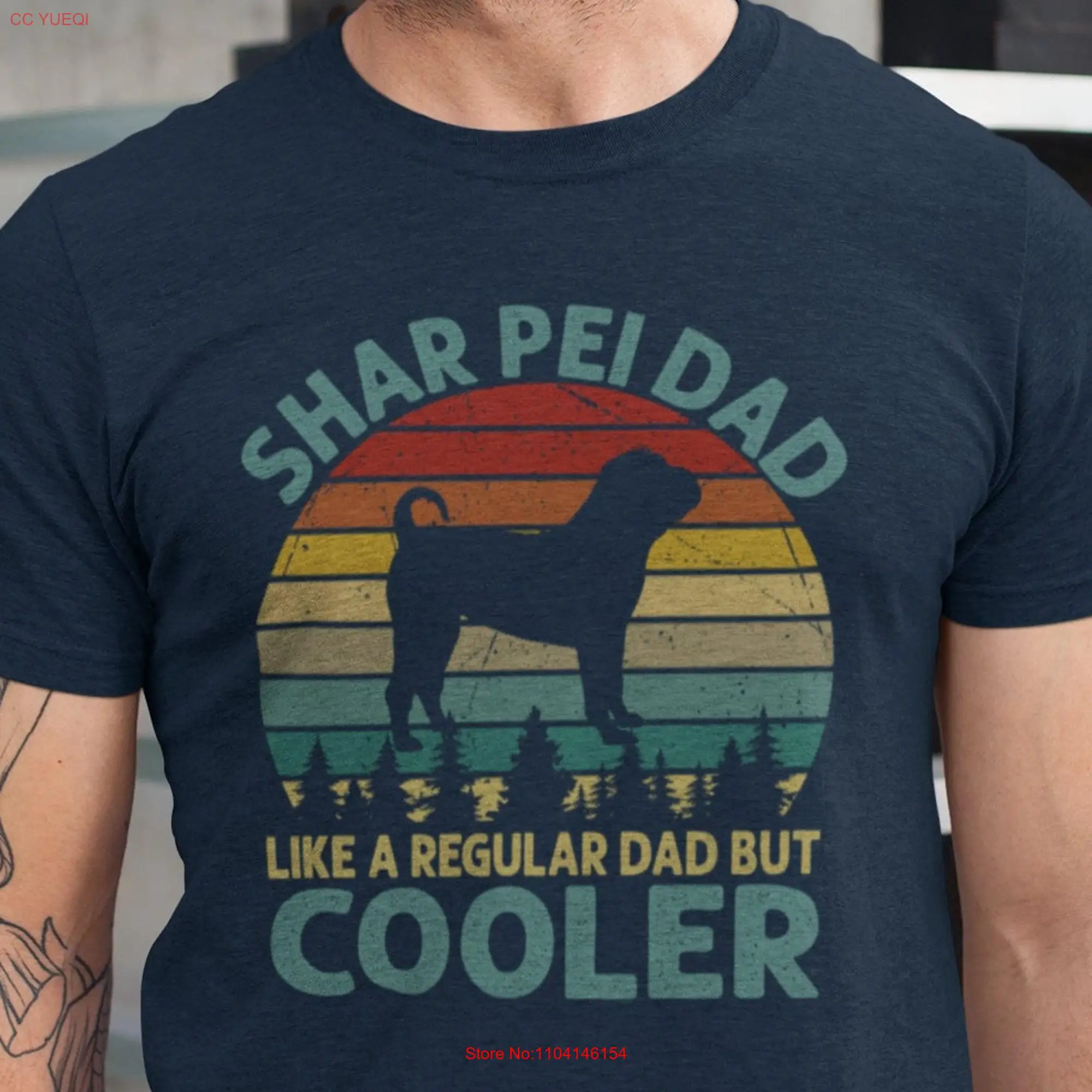 Shar Pei Dad T Shirt Funny for Lover Dog Owner Retro long or short sleeves