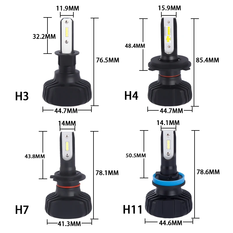 팬리스 안개등 PTF LED 전구 880, H8, H11, PSX24W, H16(EU), H7, H4, 9005, HB3, H3, HB4, 9006, 6000K, LED 헤드라이트, 서울 Y19 칩, 2 개