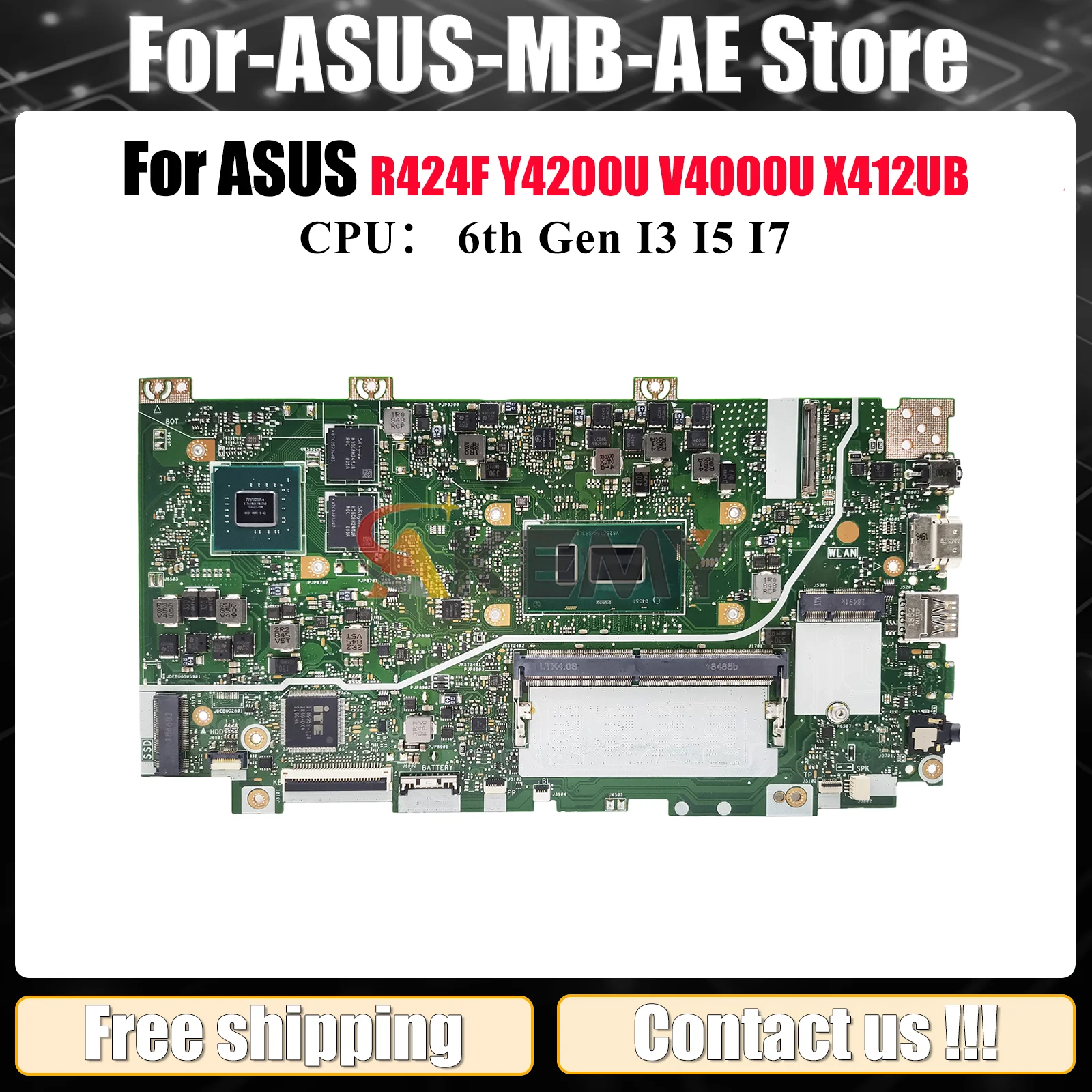 

Материнская плата для ноутбука X412UF для ASUS VivoBook X412UF Y4200U X412U V4000U R424F X412UB, материнская плата с процессором I3 I5 I7, тест ОК, быстрая доставка