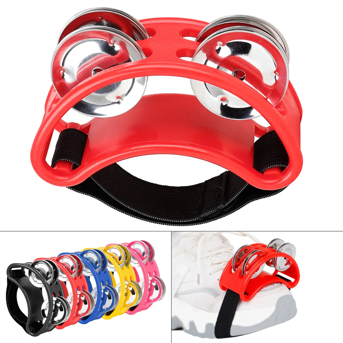 

Foot Tambourine Metal Jingle Bell Portable Drum Percussion Instruments Parts