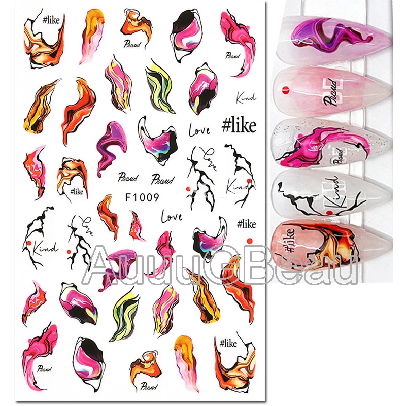 3d Nail Art Sliders Stickers linee geometriche parole inglesi lettere nere biglie decalcomanie decorazione per unghie per Manicure