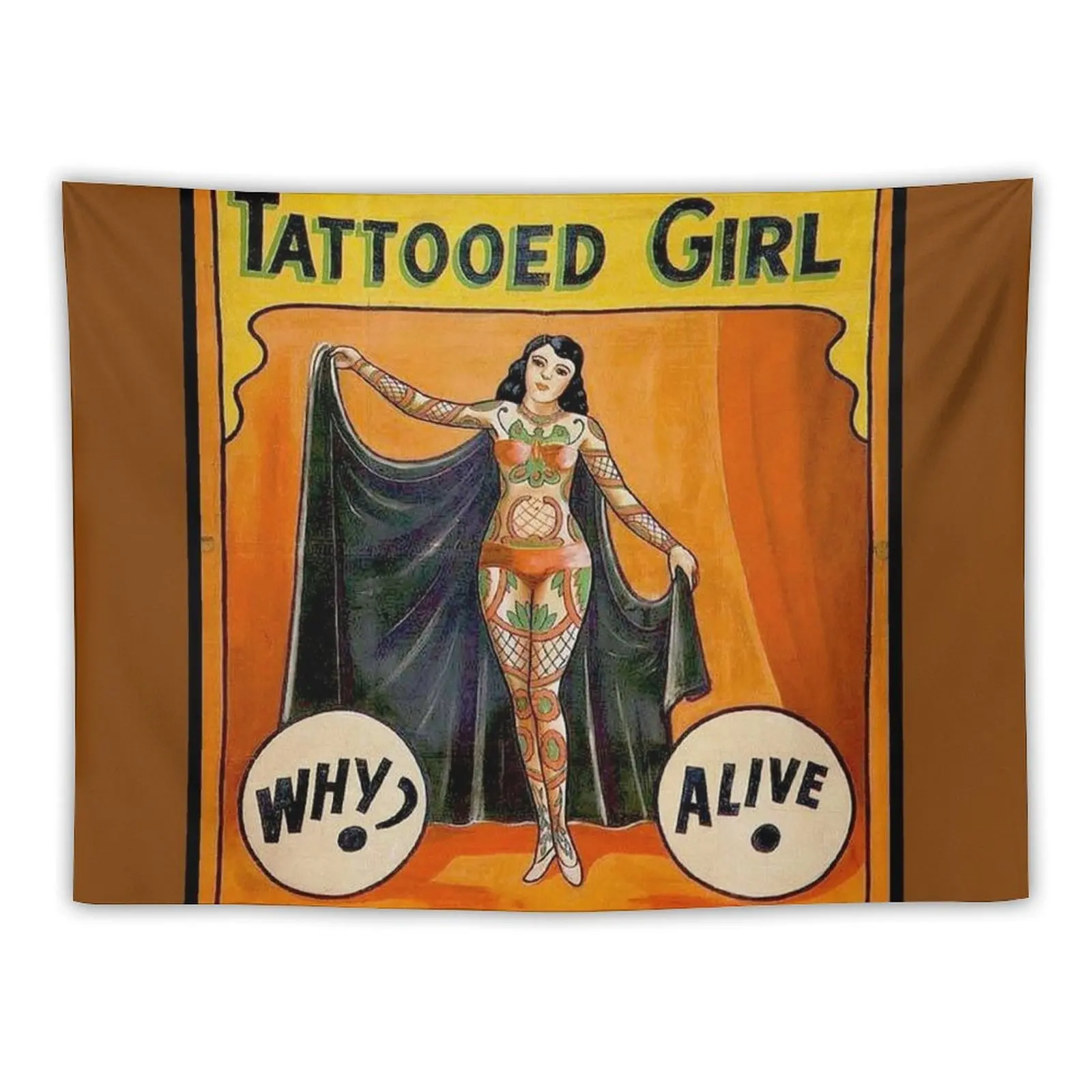 TATTOOED GIRL : Vintage Circus Sideshow Advertising Print Tapestry Aesthetic Decoration Bedrooms Decorations Tapestry