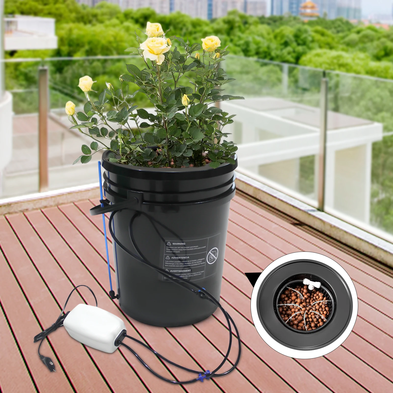 

Резервуар для воды 8 Вт, 20 л/5 галлонов, DWC, гидропонное ведро для культуры глубокой воды, набор инструментов для выращивания системы