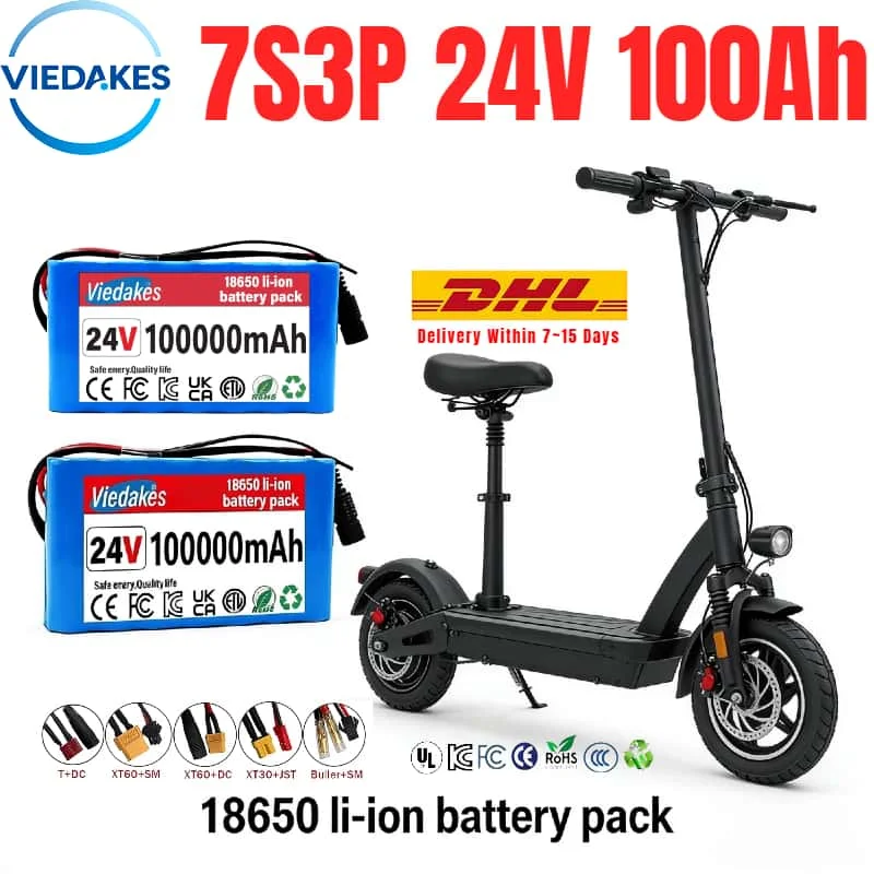 

Hot-Selling 24V100Ah 7S3P 18650 Lithium Battery Stable Output Power Source for Electric Scooters Shockproof High Compatibility