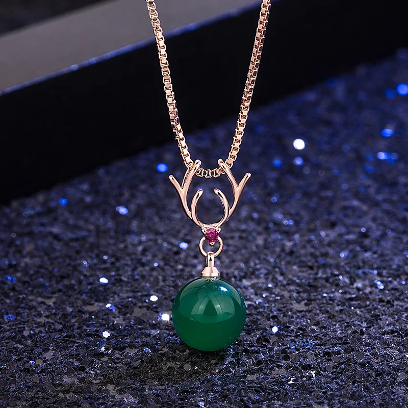 14K Rose Gold Natural Emerald Pendant for Women Luxury Bizuteria Colgante Plata De Ley 925 Mujer 14K Rose Gold Pendant Jewelry