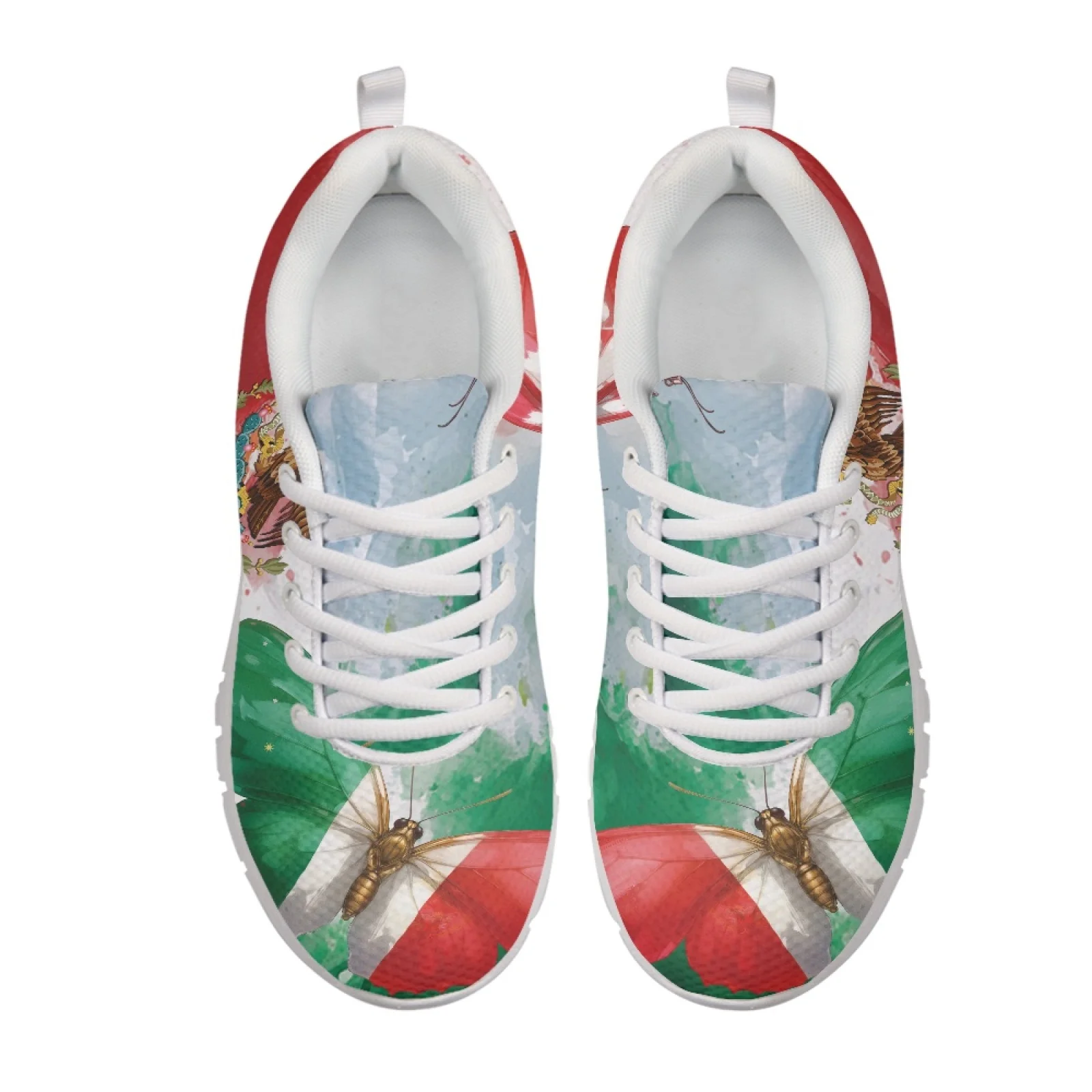 Coloranimal Mexican Flag Butterfly Print New Design Tennis Shoes Women Sneakers Anti-Slip Travel Shoes for Womens