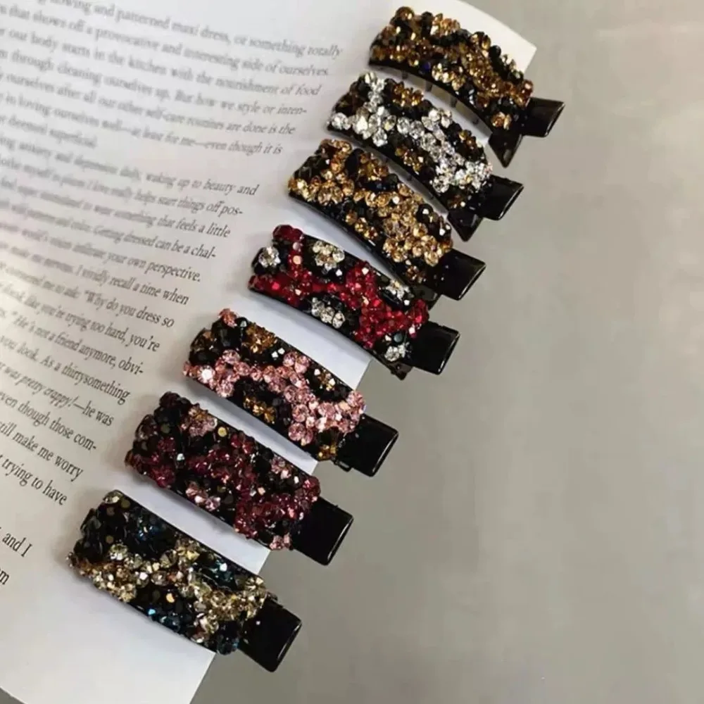 

2PCS Korean Style Rhinestone Hair Claw Clips Set – Stylish Bangs & Ponytail Accessorie For Women’s Fashion Headwear (New Design)