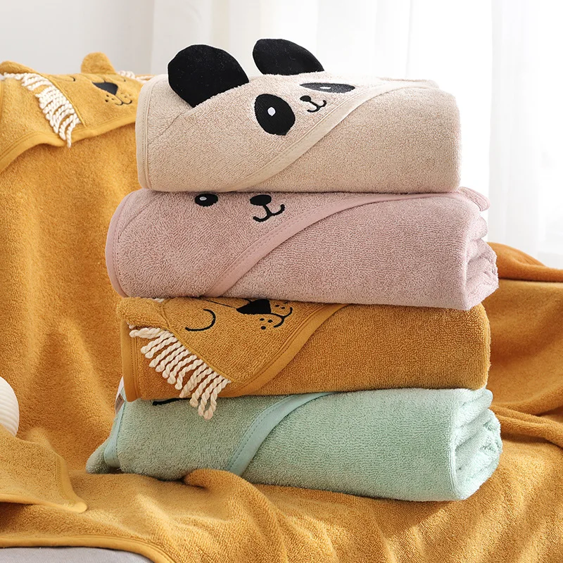 Strong Water Absorption Kids Bath Towel With Cartoon Lion Bunny Hooded  Baby Blanket Super Soft Wash Robe for Newborn