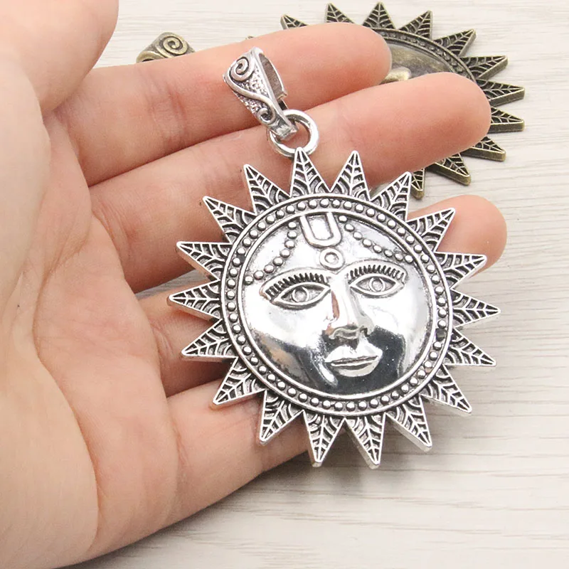 1PCS 54*70mm 2 Color Big Radiant Sun Charms Nature Pendants Handmade Decoration Vintage For DIY Jewelry Making Findings