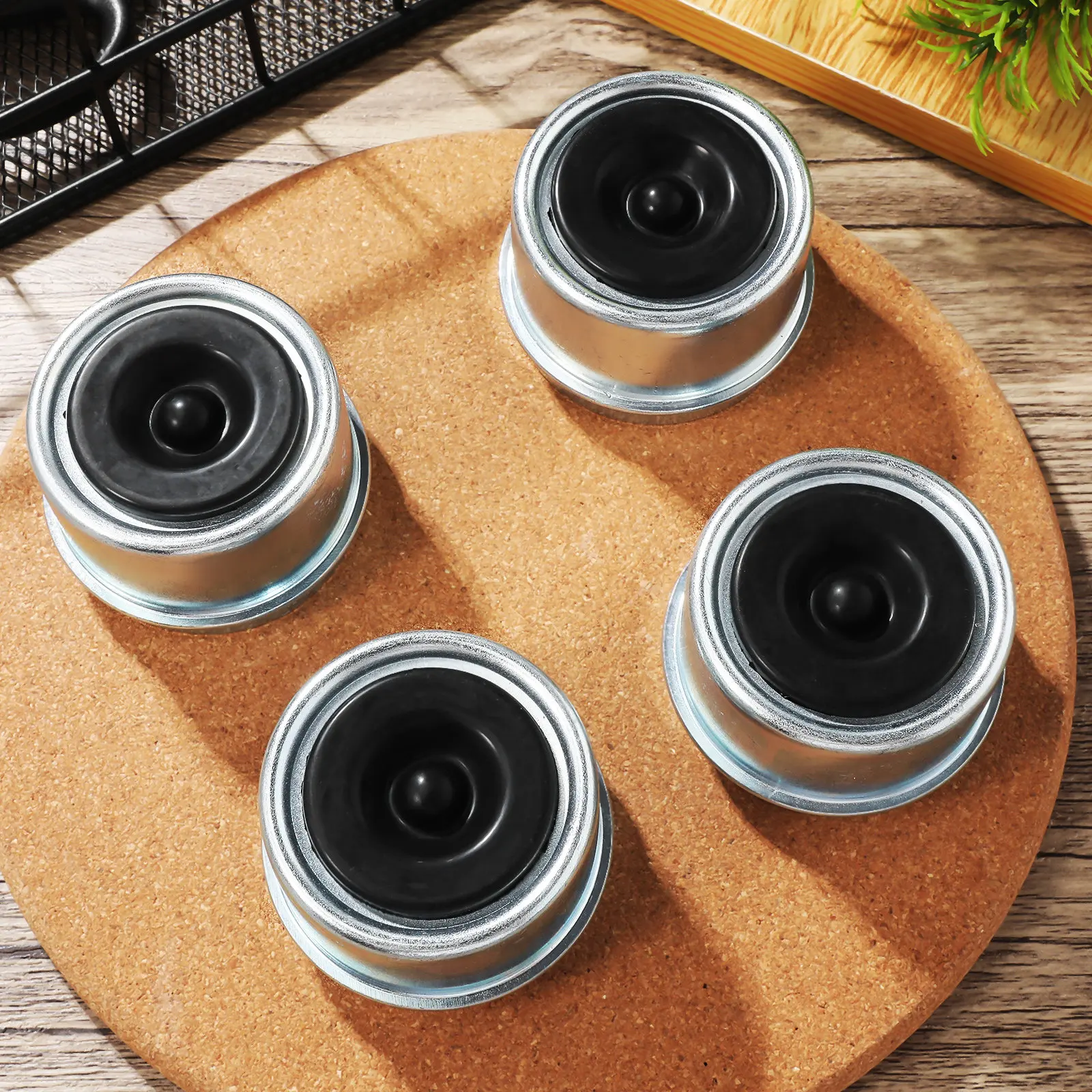 4Pcs Trailer Bearing Dust Caps Robust Metal Rubber Sealed Axle Grease Covers for Boat Trailer Hub Wheel Center Protection