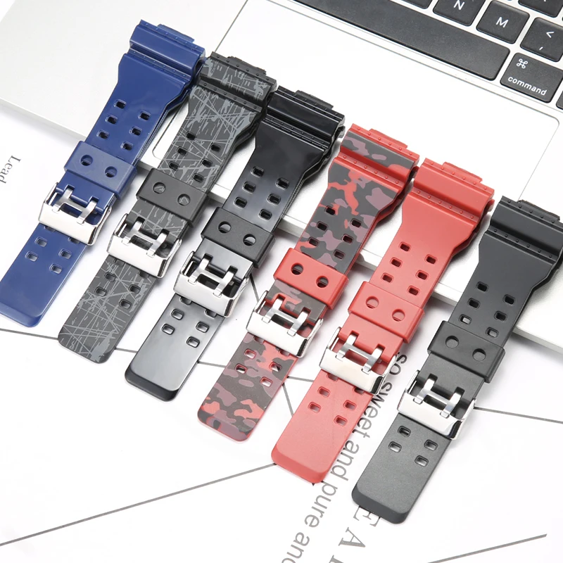 Watch Accessories 16mm Resin Strap Suitable for Casio GLS GD120 GD GA110 GA100 Men\'s Women\'s Sports Camouflage WatchBand