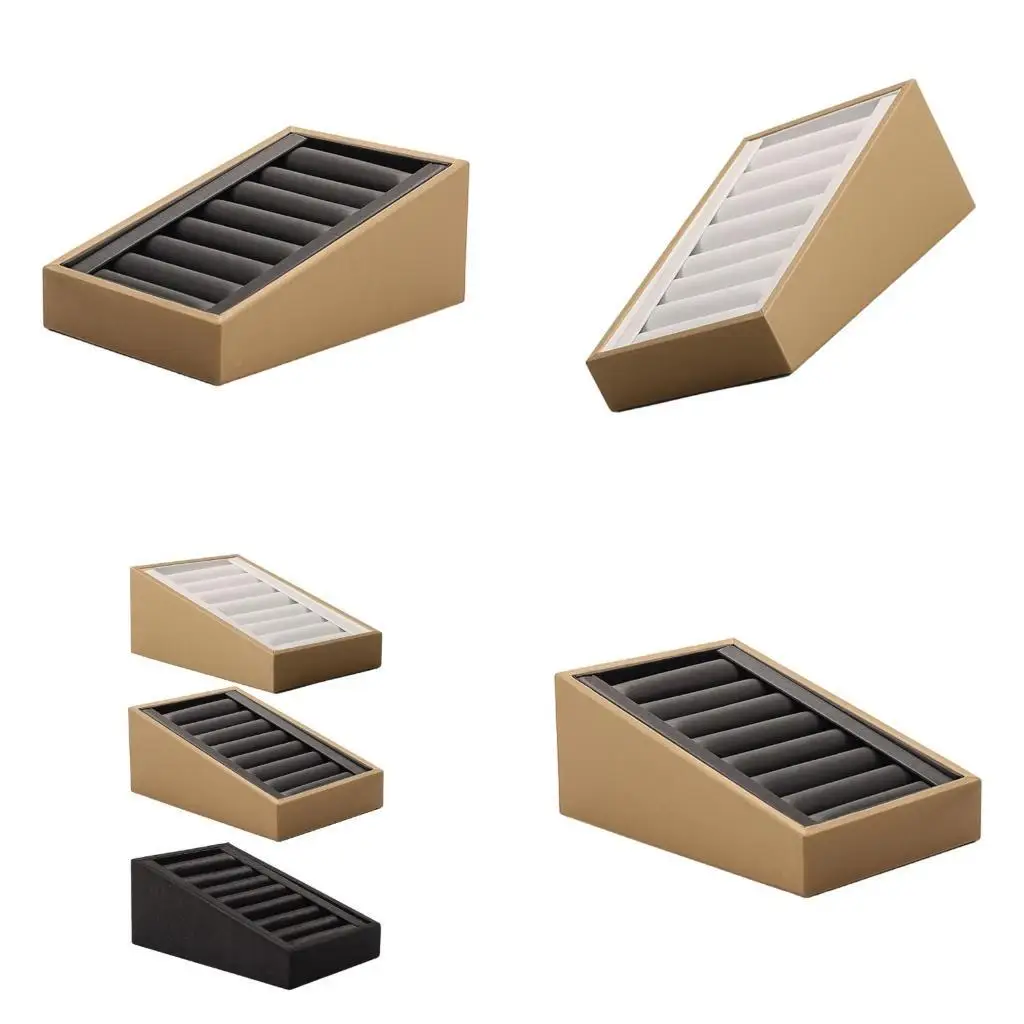 

R1WE Stylish PU Leather Jewelry Display Tray with 7 Slots Perfect for Countertop Use