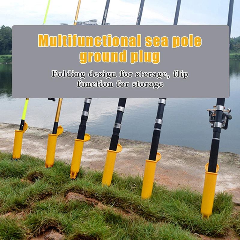 2-Pcs Foldable Surf Fishing Rod Holder With Storage Lid - Sea Rod Ground Spike, Compact Design For Beach Fishing