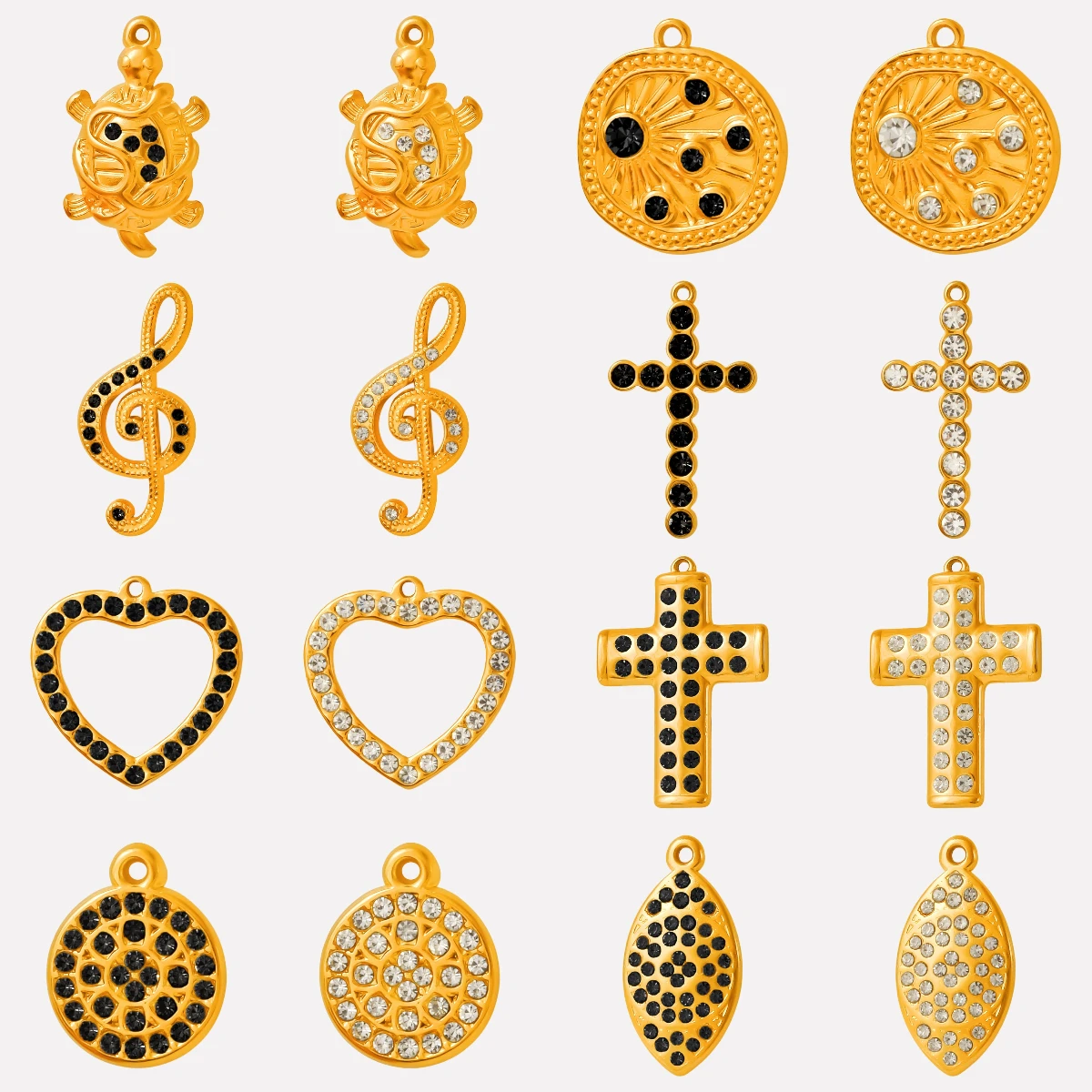 

3pcs/lot Stainless Steel Pendants Charms Turtle Sun Music Symbol Cross Heart Love Diamond Pendant Women Jewelry Making Necklace