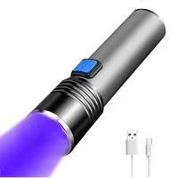 Lampe de poche UV Rechargeable par USB 365nm, torche Portable en aluminium à lumière ultraviolette, détecteur d'urine pour animaux de compagnie, lampes de poche noires 5