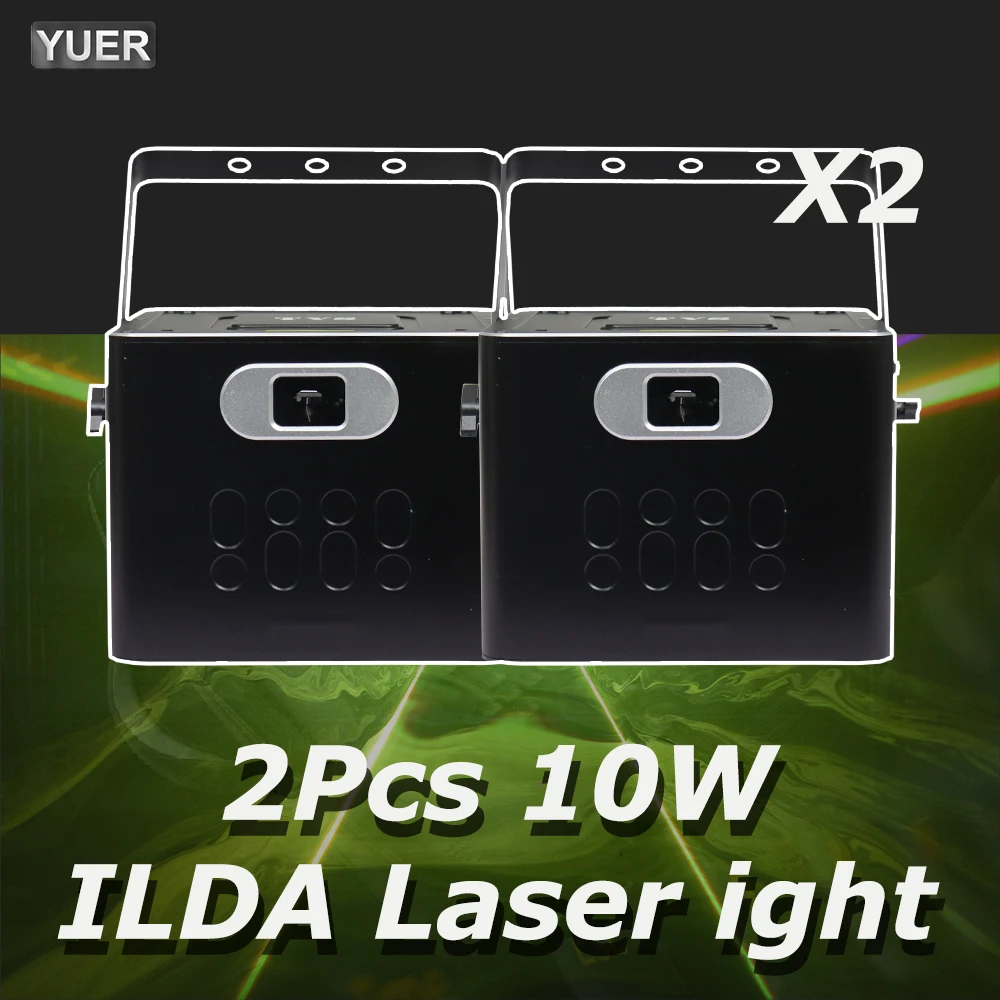 2Pcs/lot Rear View ILDA 10W Full Color RGB Animation Beam Scanning Stage Laser Light Projector DJ Disco Club Party Xmas Effect