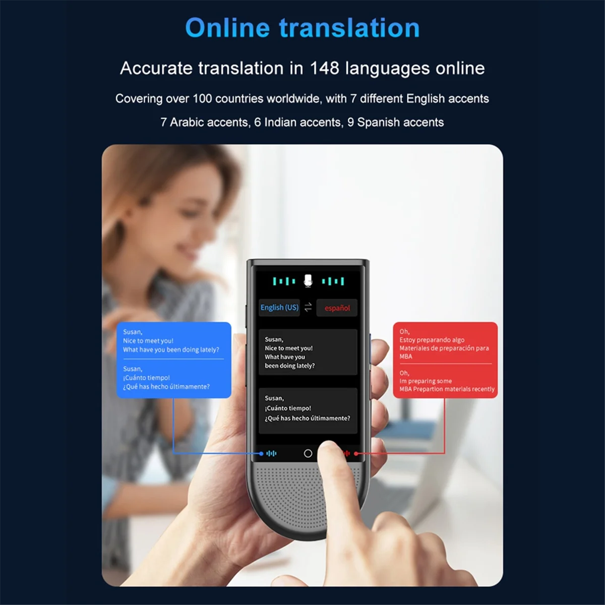 B43C 4G AI Translator Recorder Support 148-Language Real-Time Translation Offline Translation ChatGPT Voice Photo Translator