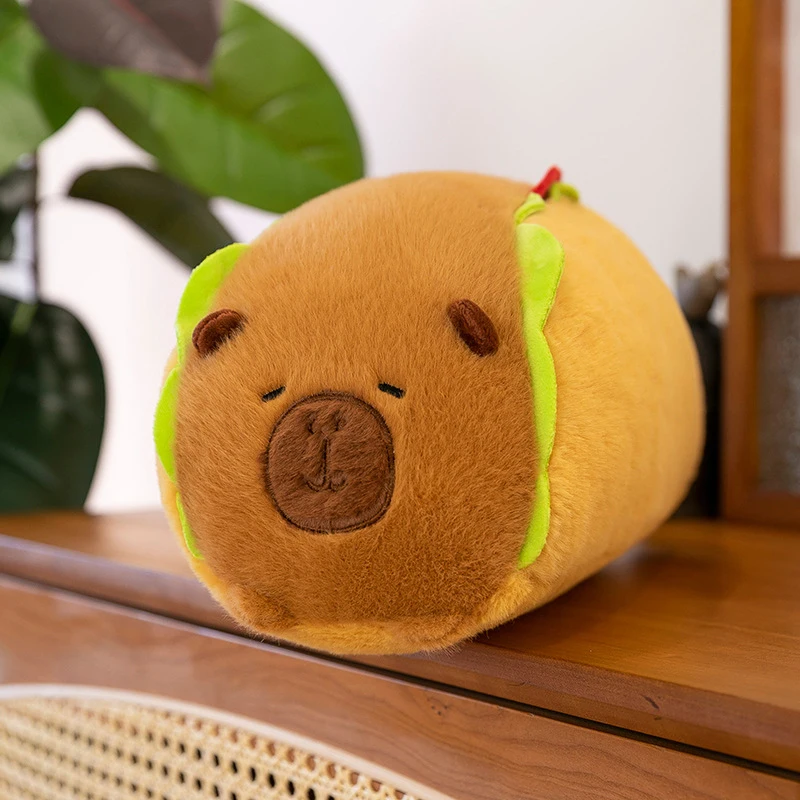 35/50cm adorável capivara plushie em design de cachorro-quente, travesseiro de almofada longa, brinquedo macio e decoração de casa, presente ideal para crianças
