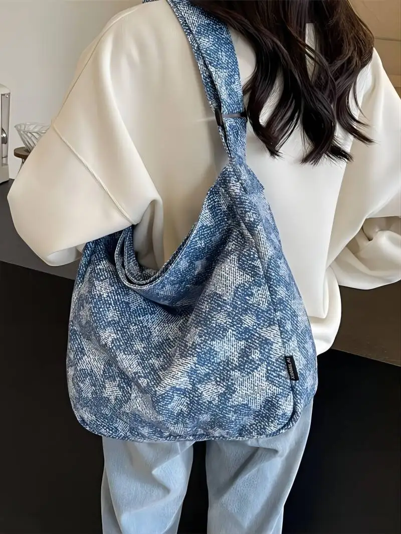 CGCBAG-Bolso de mano de lona con capacidad para mujer, bandolera de moda coreana, sencillo, informal