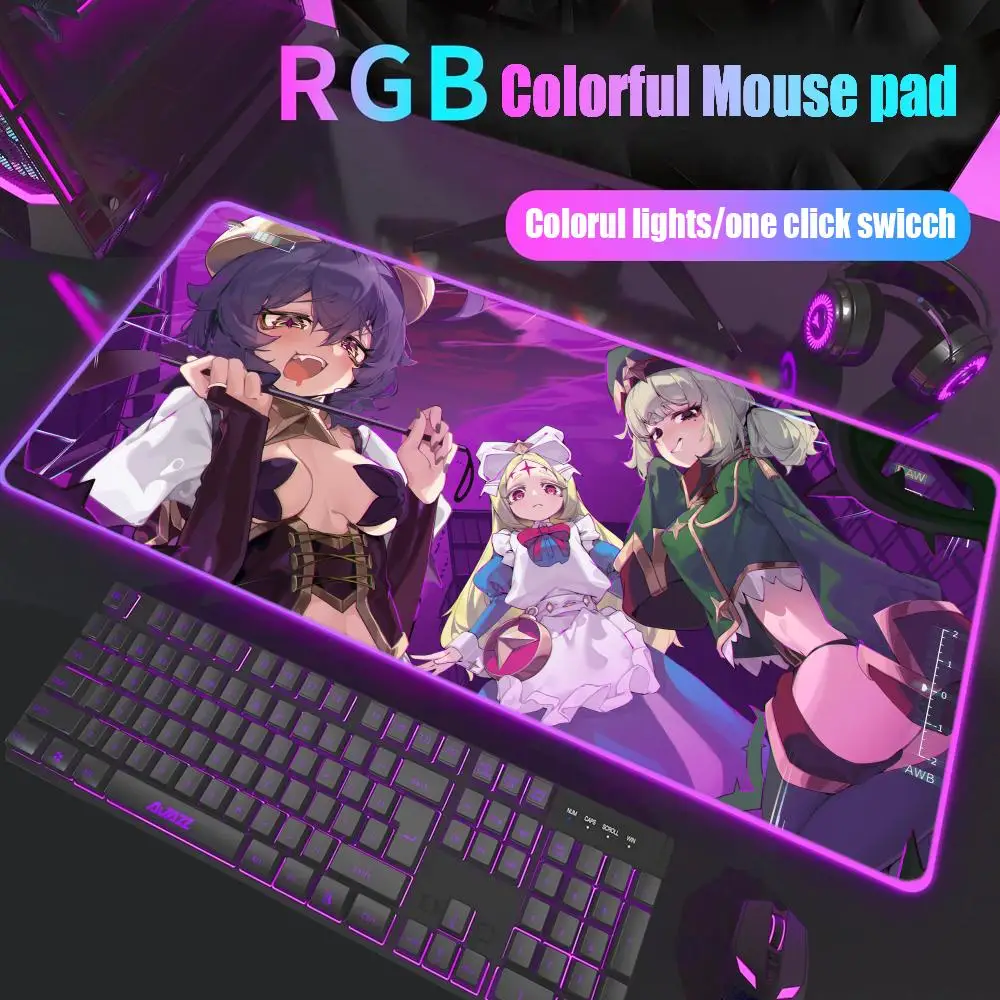 

Gushing over Magical Girls Mouse Pad Game Rgb Desk Mat Back Light Led Mousepad Setup Accessories Deskmat Big Mousepad Backlight