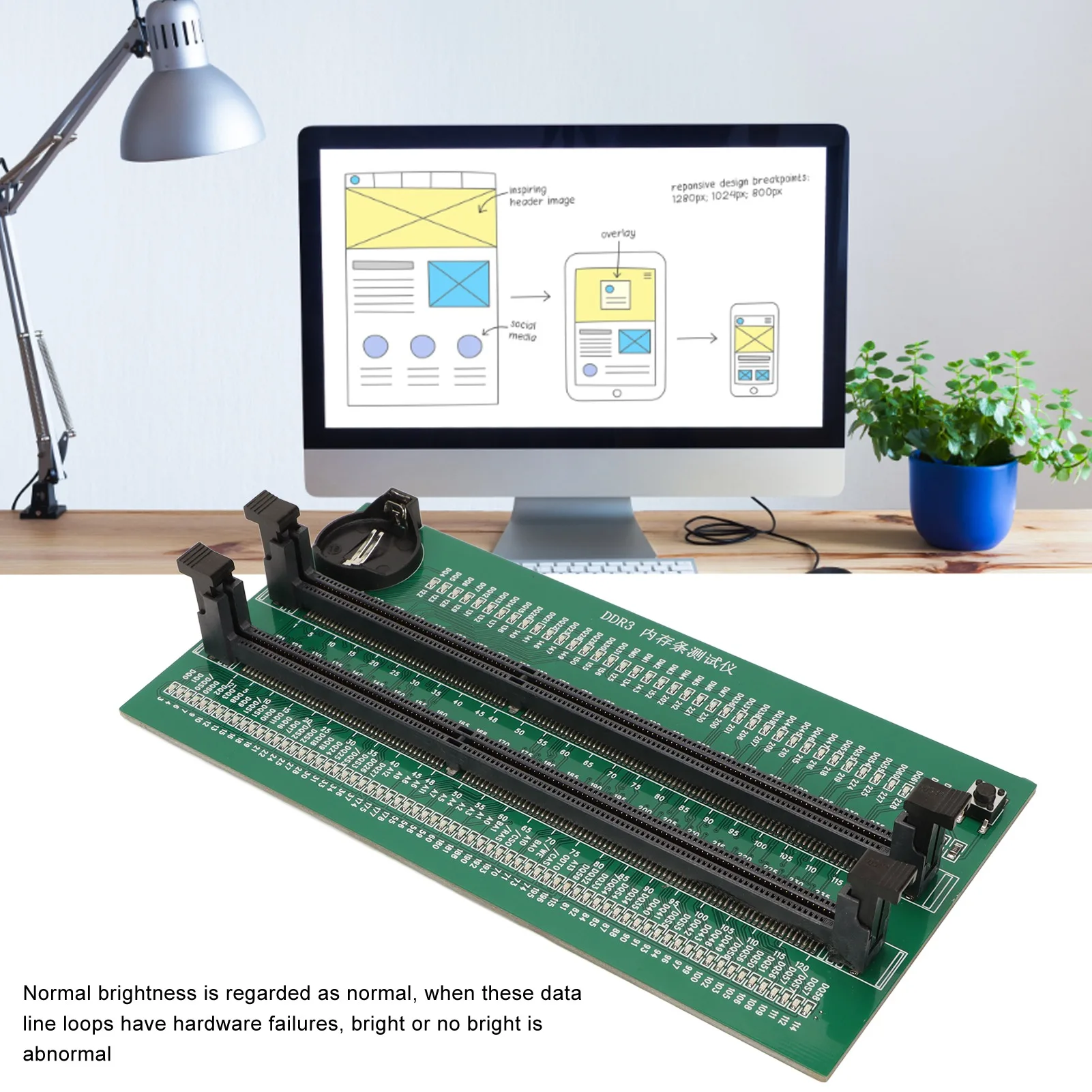 

Desktop DDR3 Memory Tester DDR3 Memory Tester PCB DDR3 Memory Test Card with 110 LED Indicators for Desktop Computer DDR3 Memory