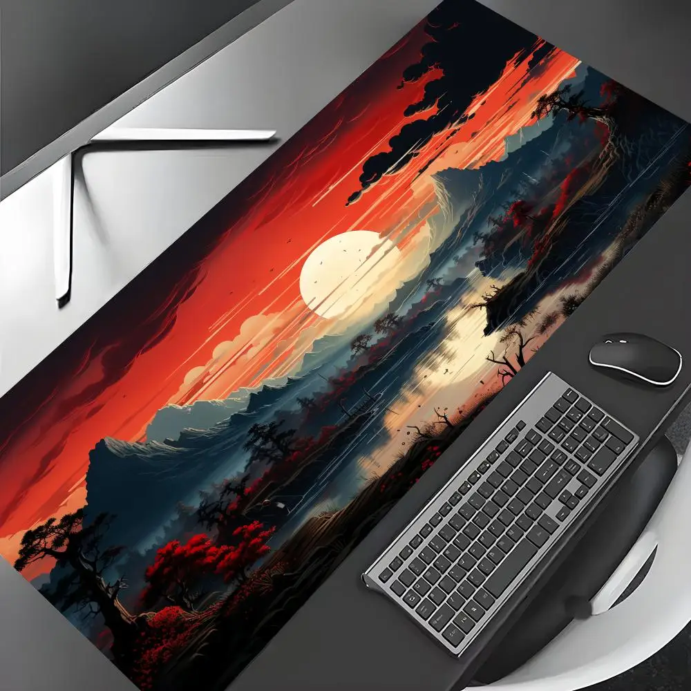

Digital art Red Landscape design Mouse Pad Desk Mat Gaming mat gamer pc accessories rubber anti-slip keypad expansion mousepad