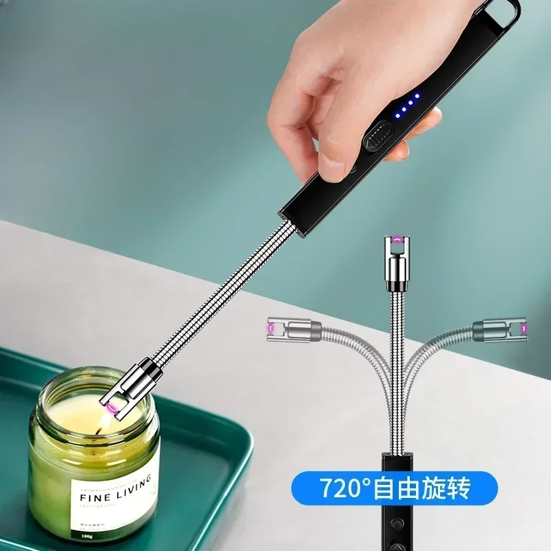 Portable 720°  Arc Plasma Pulse Lighter Home Kitchen USB Rechargeable Windproof Flameless Ignitor Extended Safety Lighters Gifts