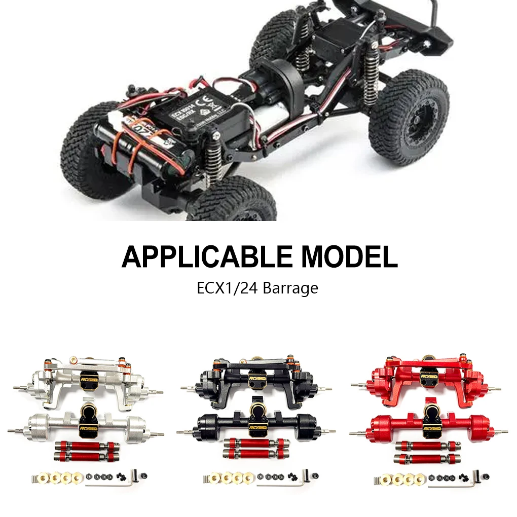 RCGOFOLLOW Aluminum Alloy Front Rear Axle RC Upgrade Part Rc Front Rear Axle For 1/24 ECX Barrage RC Car Part RC Car