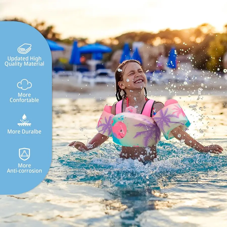 เสื้อชูชีพสำหรับเด็ก ฝึกการว่ายน้ำ ที่ช่วยลอยตัวสำหรับเด็กเล็ก พร้อมสายรัดไหล่แบบปรับได้และหัวเข็มขัดกันลื่น ปีกแขนสำหรับเด็กอายุ 22