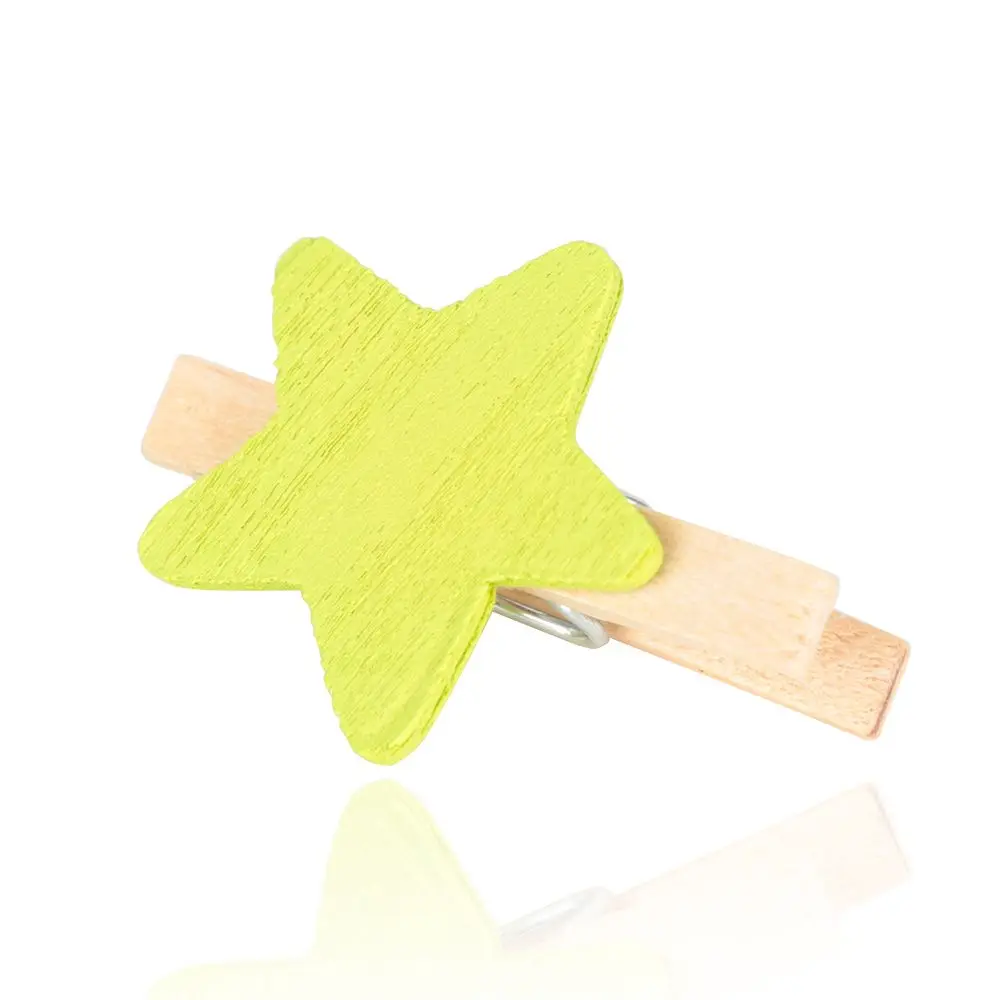 Mini Colorido Estrela De Madeira Craft Clips, Cartão, Foto, Papel, Peg, Prendedor de Roupa, 50Pcs