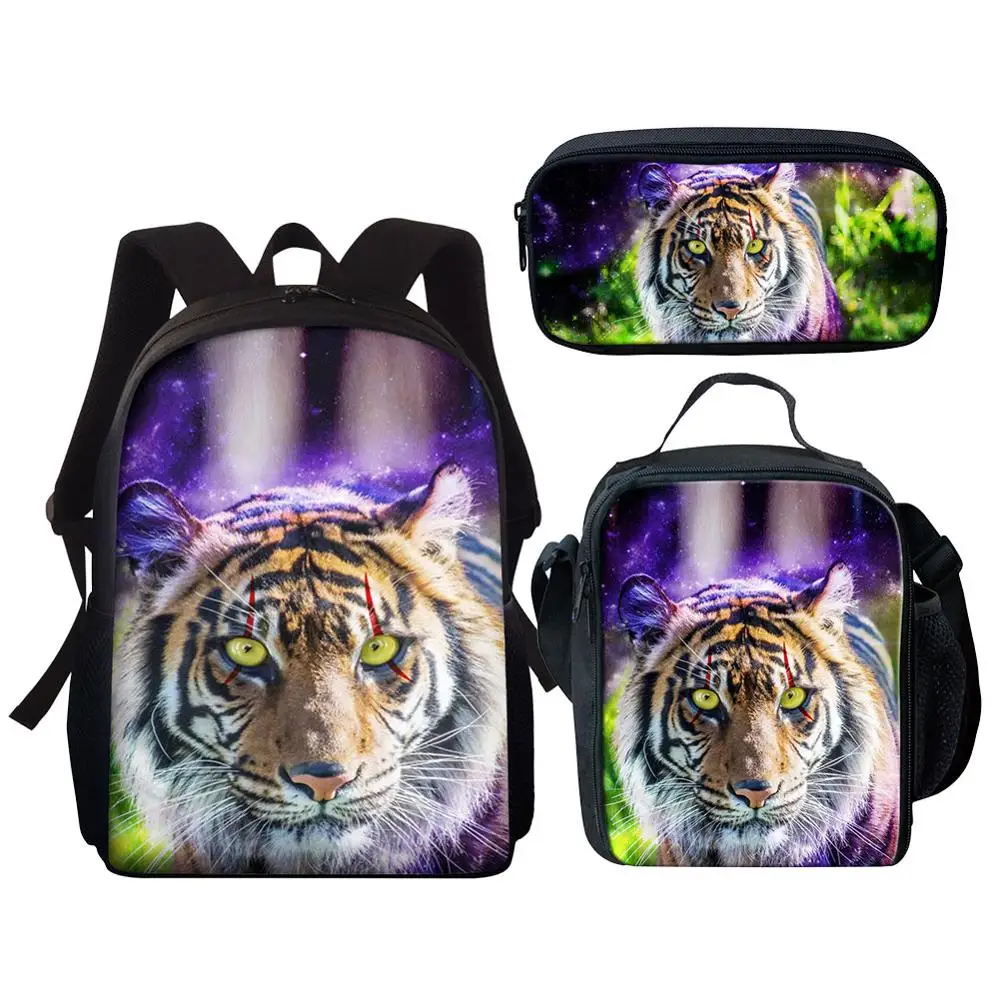 

3D Print Children School Bags Cute Dinosaur Tiger Wolf Backpack Girls Boys 15 inch Schoolbag Backpacks Shoulder Bagpack Book Bag