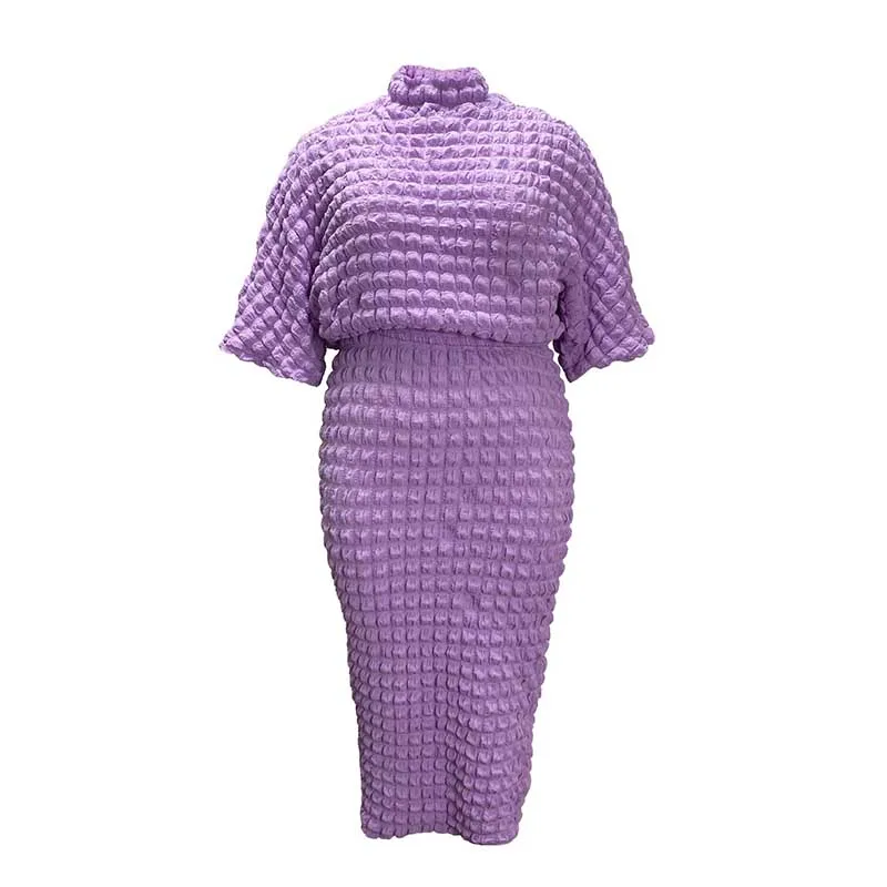 2 قطعة وتتسابق للمرأة حجم كبير ملابس السيدات الخريف طويلة الأكمام جولة الرقبة أعلى وتنورة مطوي Setwholesale دروبشيبينغ #5