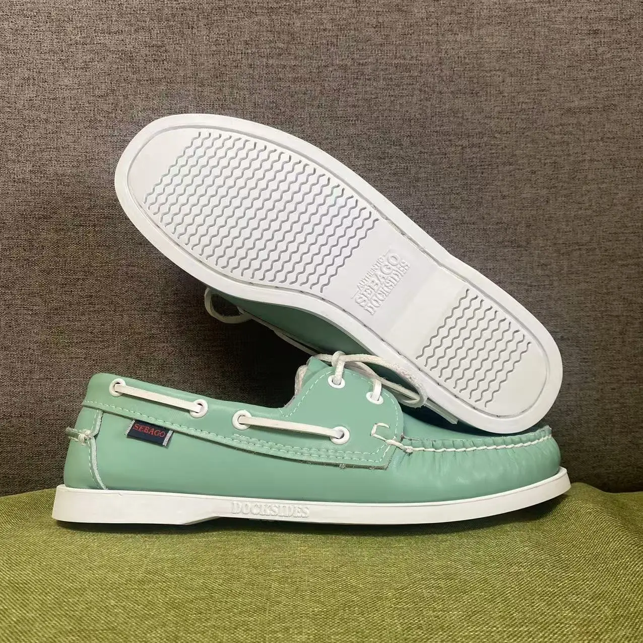 SEBAGO Zapatos de PORTLAND hechos a mano para hombre, zapatos de barco de cuero genuino PREMIUM, mocasines planos AB061